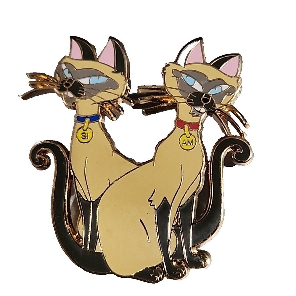 Disney Pin Lady and the Tramp Si & Am Siamese Cats Kitty collar name tag 54468